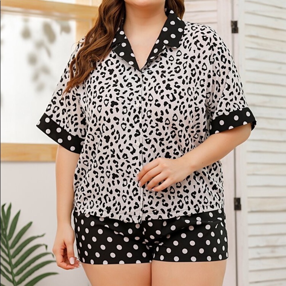New Plus Leopard Polka Dot Pajama Set​
